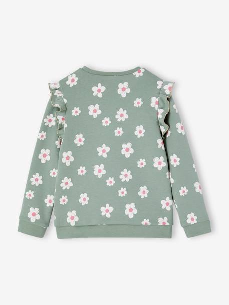 Sweatshirt with Ruffles & Message for Girls ecru+grey green+navy blue+rose 