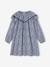 Floral Print Dress with Ruffled Collar, for Girls printed blue 