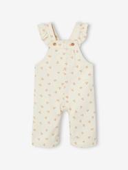 -Floral Dungarees with Ruffles for Baby Girls