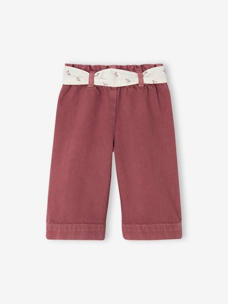 Wide-Leg Coloured Trousers with Tie Belt for Baby Girls purple clover 