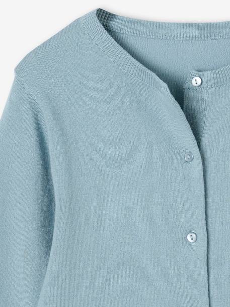 Fine Knit Basics Cardigan for Girls almond green+blush+emerald green+marl grey+navy blue+sky blue 