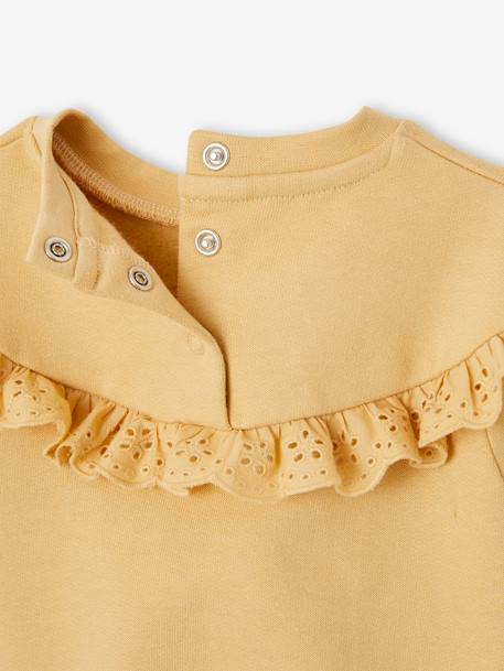 Sweatshirt with Broderie Anglaise Ruffle for Baby Girls ochre+old rose 