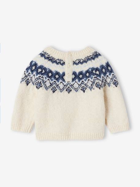 Jacquard Jumper in Ultra Soft Fuzzy Knit for Baby Boys ecru 