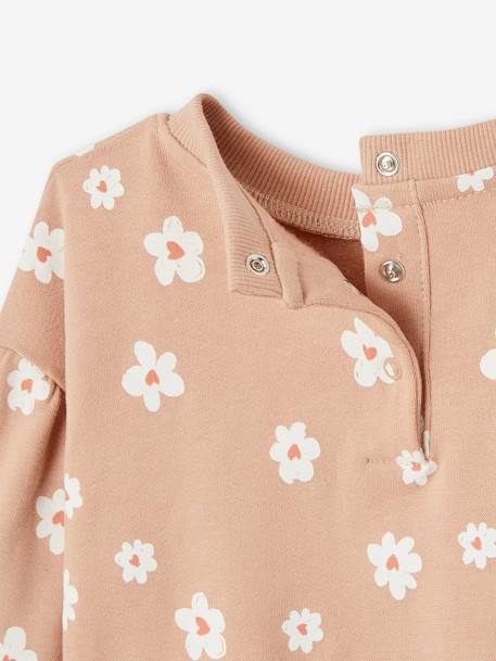 Printed Sweatshirt in Fleece, for Babies blush+ecru 