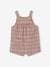 Chequered Short Dungarees + Shirt & Headband Ensemble for Baby Girls dusky pink 