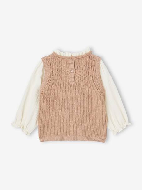 2-in-1 Jumper for Babies marl brown+rosy 