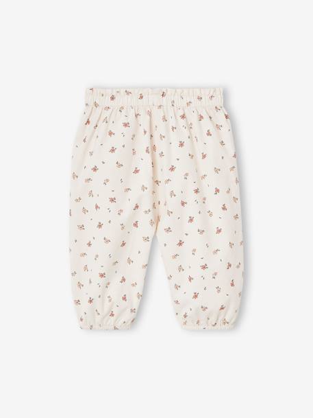 Corduroy Trousers with Flowers for Baby Girls ecru 