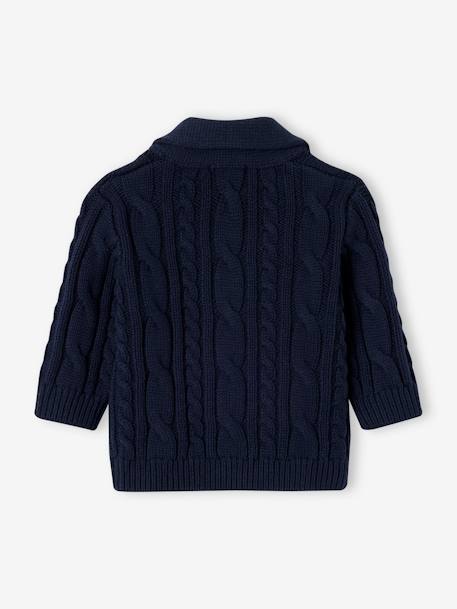 Cable Knit Cardigan with Buttons on the Front navy blue 