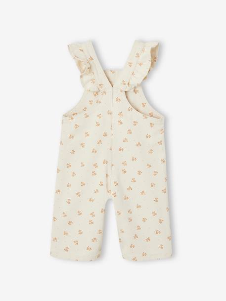 Floral Dungarees with Ruffles for Baby Girls vanilla 