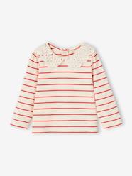 -Long Sleeve Top with Embroidered Collar, for Babies