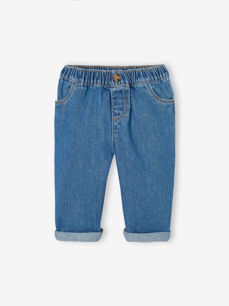 Wide, Easy-to-Pull-On Jeans for Baby Boys stone 