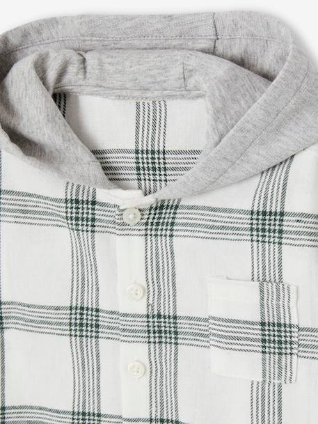 Chequered Hooded Shirt for Babies ecru 