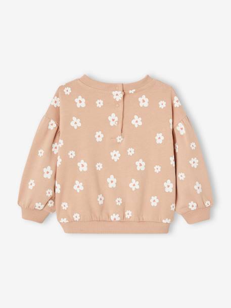 Printed Sweatshirt in Fleece, for Babies blush+ecru 