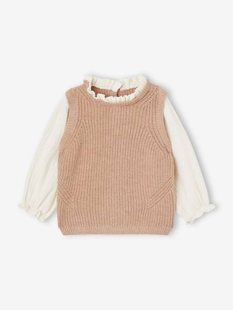 2-in-1 Jumper for Babies marl brown+rosy 