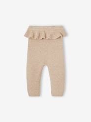 Baby-Trousers & Jeans-Knitted Trousers with Ruffle, for Babies