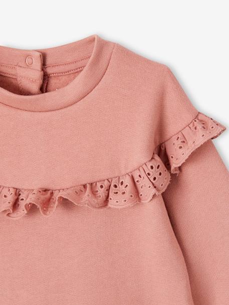 Sweatshirt with Broderie Anglaise Ruffle for Baby Girls ochre+old rose 