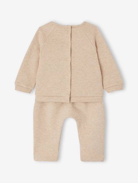 Sweatshirt & Trousers Combo for Babies ecru+marl beige+rose 