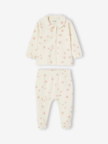 Pack of 2 Interlock Birds Pyjamas for Babies rosy 