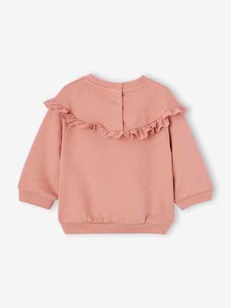 Sweatshirt with Broderie Anglaise Ruffle for Baby Girls ochre+old rose 