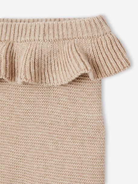 Knitted Trousers with Ruffle, for Babies marl beige 