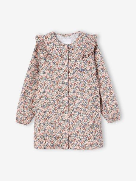 Sweet Flowers Frilly Smock for Girls rosy 