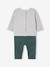 T-Shirt + Fleece Trouser Ensemble for Babies caramel+fir green 