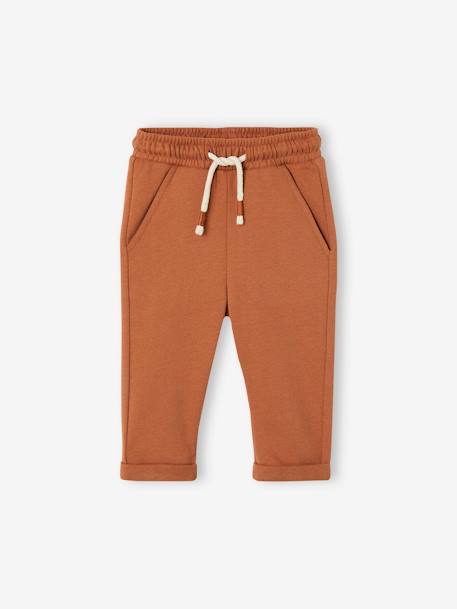 T-Shirt + Fleece Trouser Ensemble for Babies caramel+fir green 