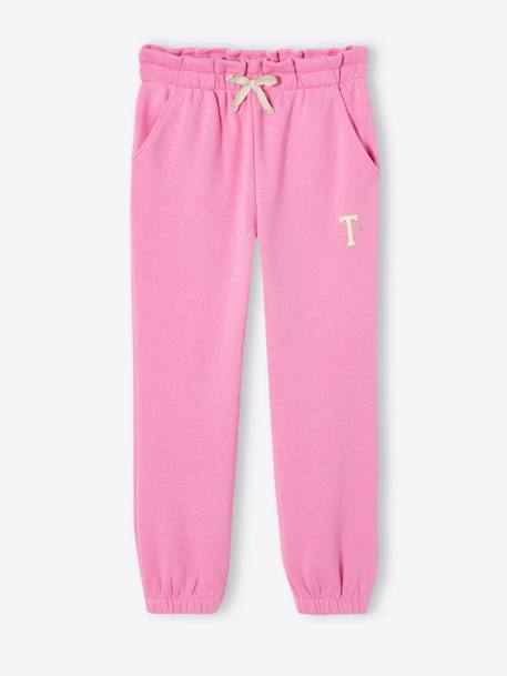 Fleece Joggers with Paperbag Waistband for Girls green+navy blue+sweet pink 