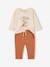 T-Shirt + Fleece Trouser Ensemble for Babies caramel+fir green 