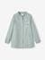 School Smock with Flower for Girls grey green+tomato red 