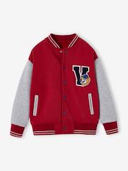 -College-Type Jacket in Fleece, Patch in Bouclé Knit, for Boys