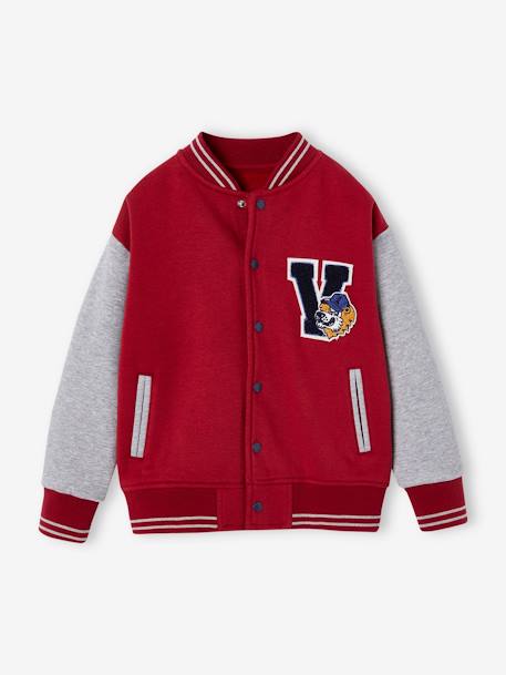 College-Type Jacket in Fleece, Patch in Bouclé Knit, for Boys fir green+hazel+red 