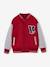 College-Type Jacket in Fleece, Patch in Bouclé Knit, for Boys fir green+hazel+red 