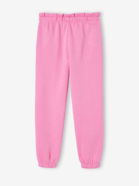 Fleece Joggers with Paperbag Waistband for Girls green+navy blue+sweet pink 