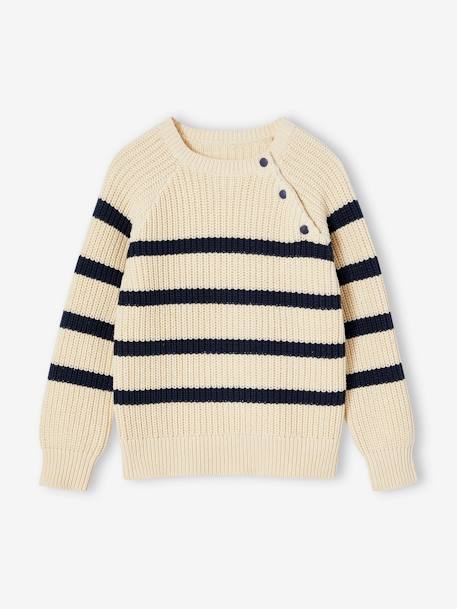 Striped Top for Boys ecru+navy blue 