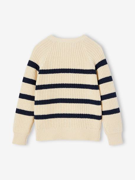 Striped Top for Boys ecru+navy blue 