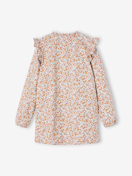 Flowers Smock & Frilly Sleeves for Girls ecru 