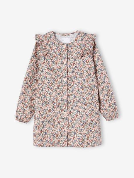 Sweet Flowers Frilly Smock for Girls rosy 