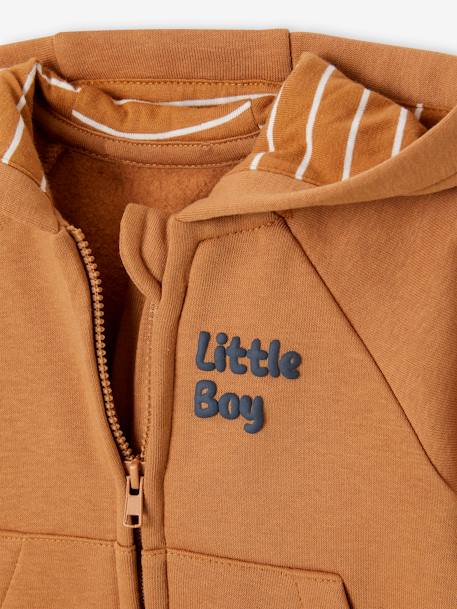 Hooded Jacket with Zip for Babies pecan nut+slate blue 