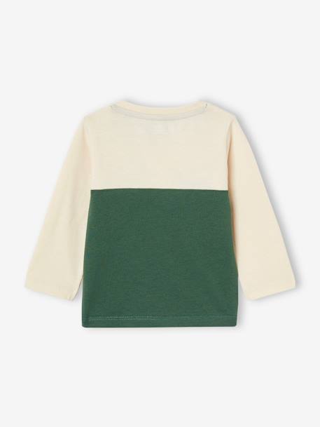 Colourblock Top in Organic Cotton for Babies fir green+pecan nut 