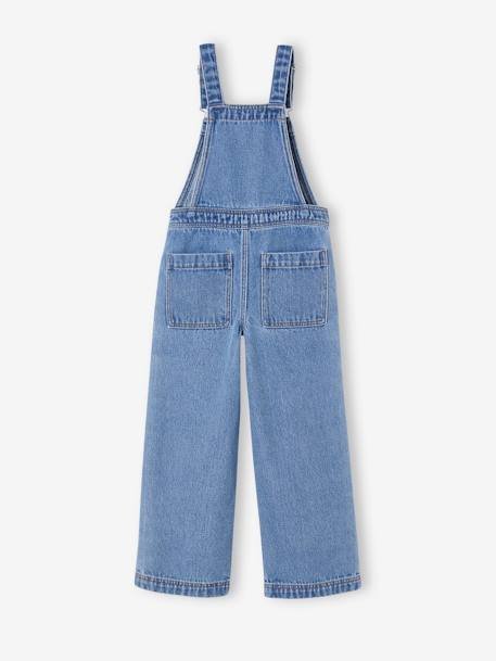 Wide Denim Dungarees with Contrasting Pockets, for Girls medium blue 