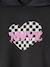 Short Sports Hoodie with Chequered Heart Motif for Girls anthracite 