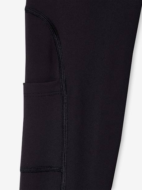 Sports Leggings in Techno Fabric, Zipped Pocket on the Back, for Girls black 