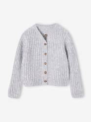 Girls-Cardigans, Jumpers & Sweatshirts-Loose-Fitting Soft Knit Cardigan for Girls