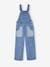 Wide Denim Dungarees with Contrasting Pockets, for Girls medium blue 