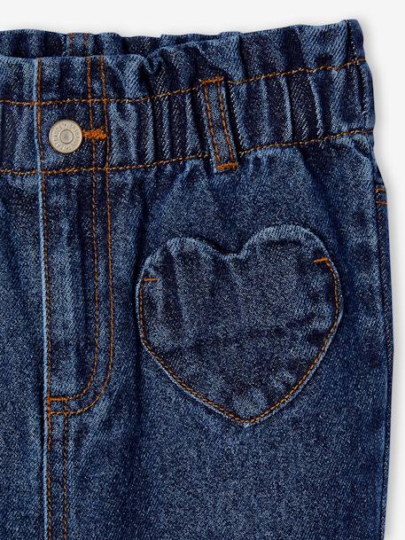 Paperbag Jeans, Heart-Shaped Pockets, for Girls brut denim+medium blue 