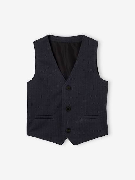 Waistcoat in Woollen Chevron Fabric, for Boys navy blue 