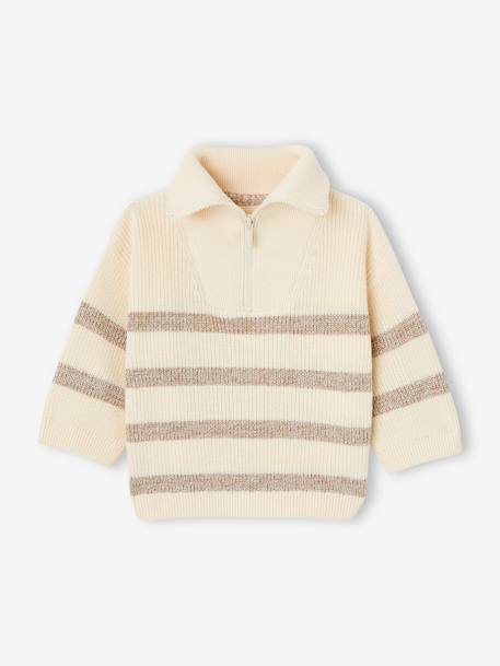 Striped Trucker Jumper with Zip for Babies vanilla 