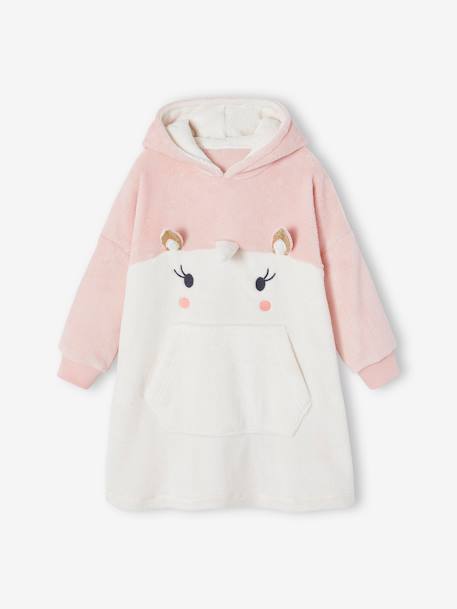 Unicorn Dressing Gown with Hood for Girls ecru 