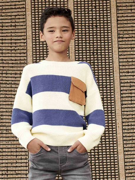 Jumper with Wide Stripes for Boys striped navy blue 